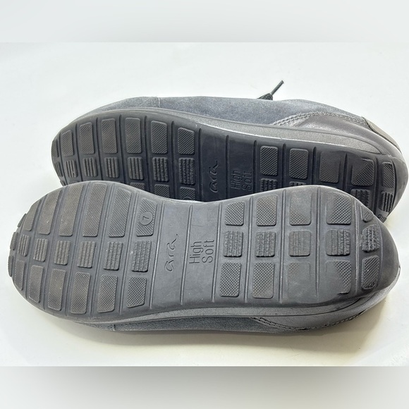 Ara High Soft Lace-Up Sneakers With Side Zipper In Gray & Black Size 7 - Picture 7 of 9